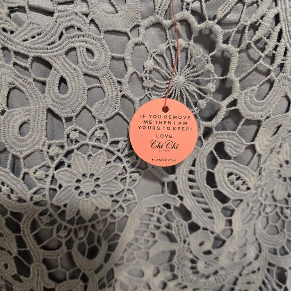 Chi Chi London Whitnie Dress Light Blue Lace Midi Pencil UK 14 US 10 Elegant NEW - Picture 6 of 13